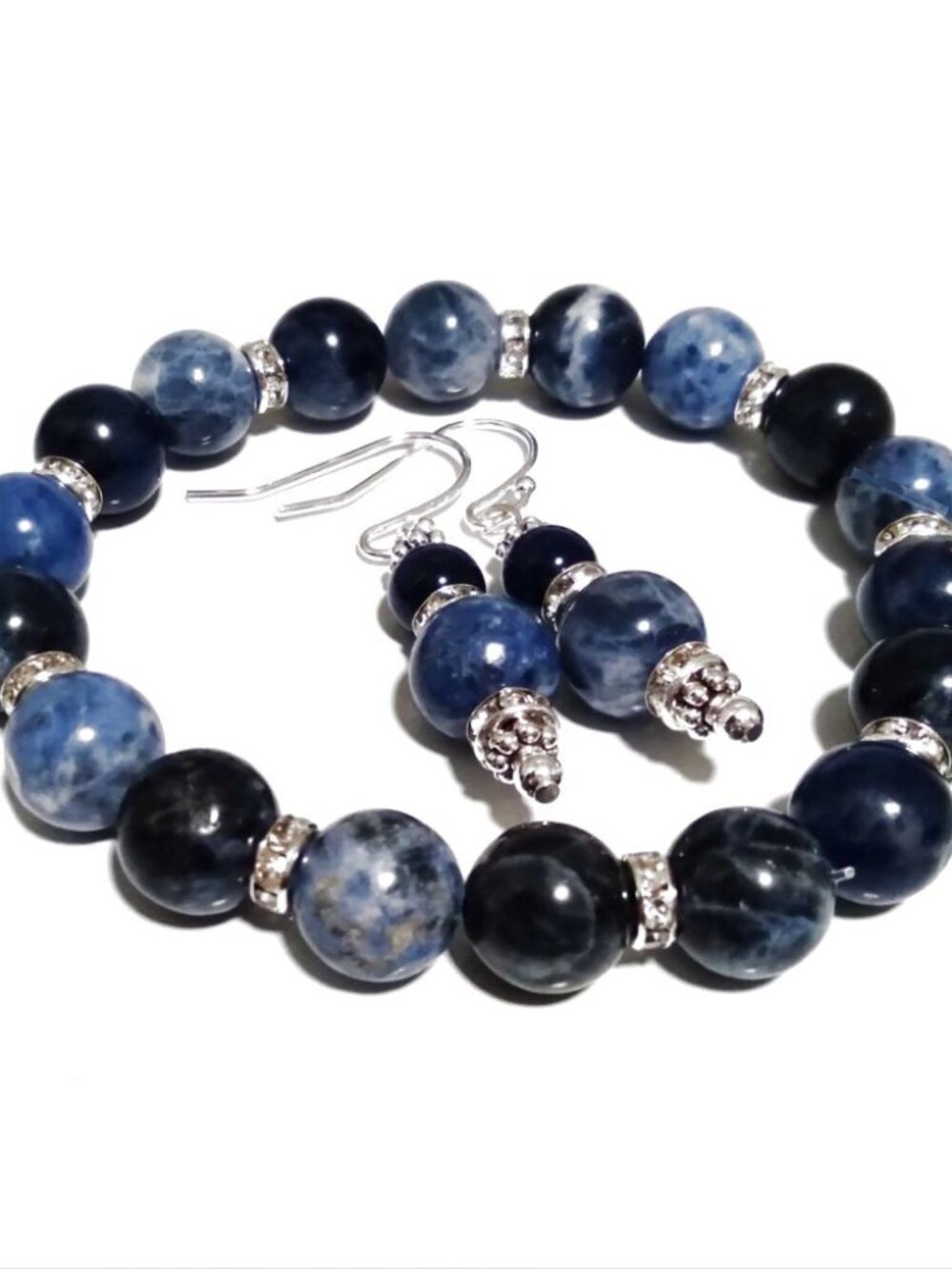 Handcrafted Sodalite Stretch Bracelet & Matching Earrings